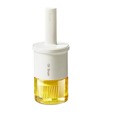 China Kitchen 2 In 1 Glass Vinegar Oil Dispenser Bottle Brush Container 300ml for sale