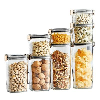 China Different Capacity Clear Plastic Airtight Dry Food Storage Container Set With Lid for sale