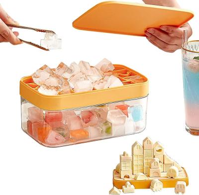 China Silicone Creative Fun Lego Building Brick Ice Cube Tray Mold With Lid 600g for sale