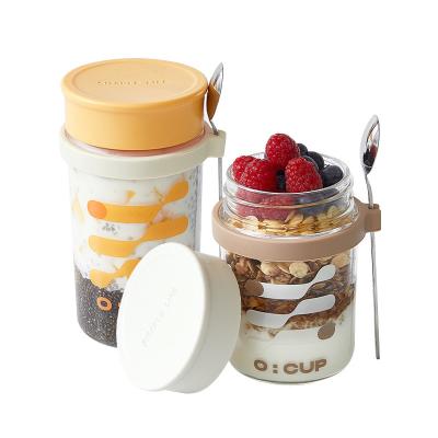 China 350 ml/500 ml Glas met grote capaciteit Mason Overnight Oats Jar voor melk Graan Fruit Te koop