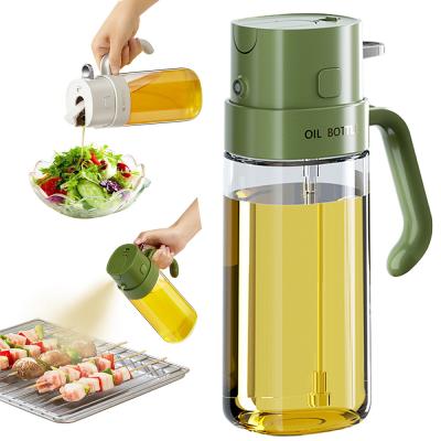 China 2 In 1 Olive Oil Dispenser Bottle 550ml 19OZ Food-Grade Glass Oil Sprayer for Cooking for sale