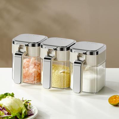 China 2024 New Arrival Kitchen Seasoning Storage Container Tea Coffee Sugar Salt Glass Spice Jars With Stainless Steel Lids for sale