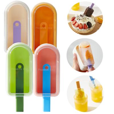 China Kids Cartoon Popsicle Molds Food-Grade Silicone Ice Pop Cream Molds With Reusable Sticks Non-Stick Flat Design Easy Release for sale