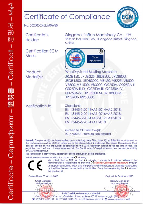 CE - Qingdao Jinrun Machinery Co., Ltd.