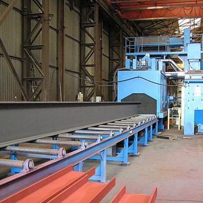 China Construction worksÂ   H Beams Roller Conveyor Shot Blasting Machine , Section Steel Pulled Sandblaster for sale