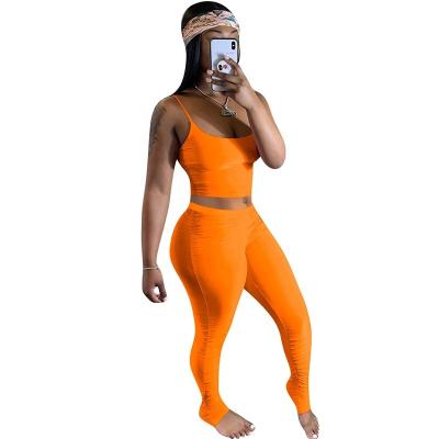 China Sustainable Clothing Suits LeggingsSummer Sexy 2 Piece Set Women Stacked Long Pants Tracksuit Casual Women Two Piece Set for sale