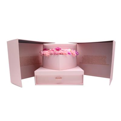 China Magic Cube Heart Shaped Flower Box , Preserved Roses In Heart Box for sale