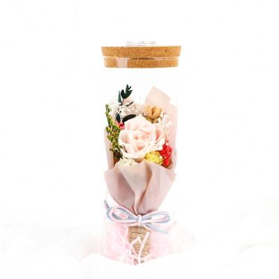 China Decorative Preserved Rose Flower New Year Wishing Bottle For Birthday Gift for sale