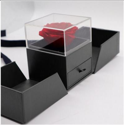 China Single Red Luxury Preserved Roses Gift Box Perfect For Valentine's Day Gift for sale