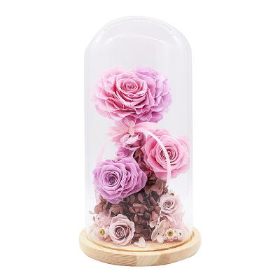 China Custom Hreat Eternal Flower In Glass Wedding Decoration For Christmas Brithday for sale