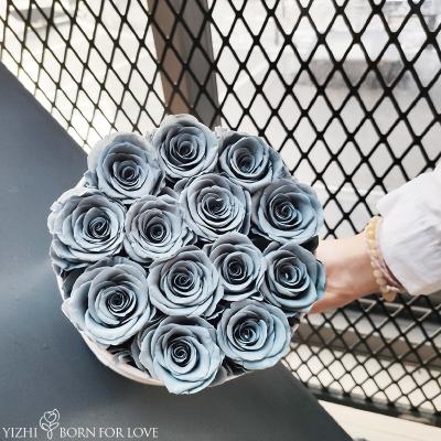 China Velvet Style Eternal Flower Box Wedding Home Decor The Best Gift To Accompany Her Preserved Flower For Valentines Day for sale