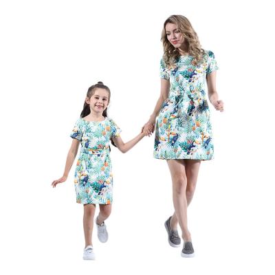 China New Arrival Fashion Dresses Women Summer Floral Print Dress Lady O-Neck Breathable Women Dress for sale