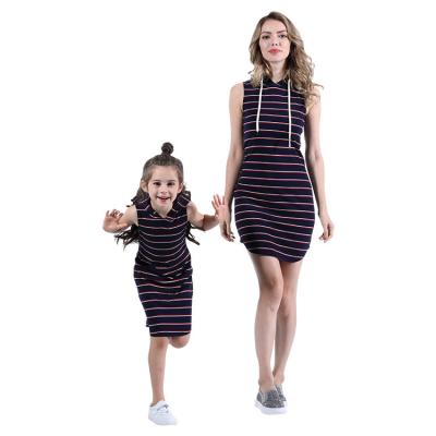 China New Design Breathable Western Sleeveless Knee Length Summer Dress Fashion Kid Sport Striped Dress For Girls for sale