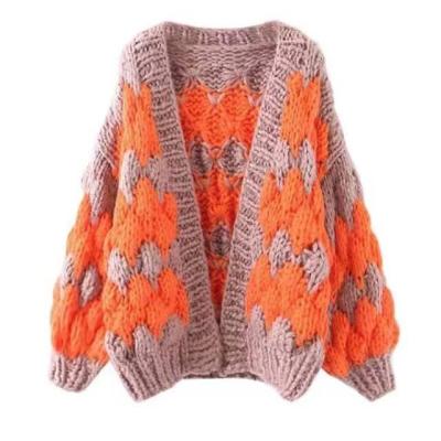 China Anti-wrinkle China Supplier Daily Life Techniques Women's Colorful Hand Knitted Long Cardigan Coat Anti-Shrink for sale