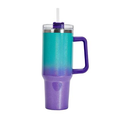 China PORTABLE Top Selling Eco-Friendly Rainbow Coating 40oz Stainless Steel Coffee Mugs Mugs For Sports Water Bottle Tumbler With Straw for sale