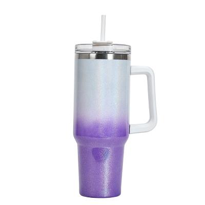 China Hot Selling PORTABLE Rainbow Amazon 40oz Bursting Liner Coffee Mugs Stainless Steel Water Bottle Mugs For Sports Tumbler With Straw for sale