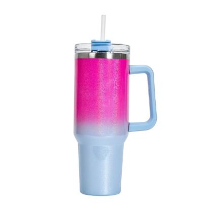 China PORTABLE Custom Eco-Friendly Rainbow Burst Color Coffee Mugs Mugs For Sports 40oz Stainless Steel Water Bottle Tumbler With Straw for sale