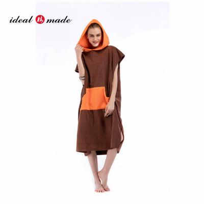 China QUICK DRY Short Beach Poncho Beach Towel Sleeve Surf Poncho Changing Bath Hooded Robe With Pocket for sale