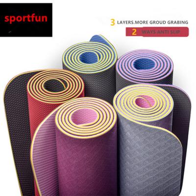 China Yoga Erercise 1830*630*6mm Mat For Beginner Environmental Fitness Play Mat Gym Mat Non Slip Carpet 3 Layers Band Yoga for sale