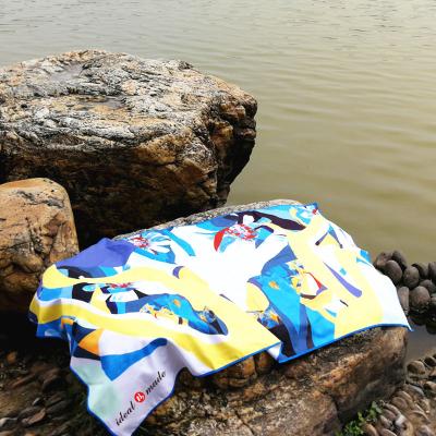 China Full Compressed Printing Microfiber Swimming Towel With Custom Logo Printed Microfiber Bath Towel for sale