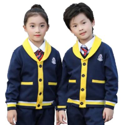 China Set SU-S-001 of Good Quality Cotton Knitted Sweater+Shirt+Pants or Skirt School Navy Blue Sweater School Uniform for sale