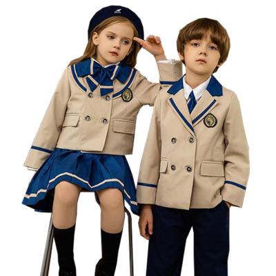 China School Newly Designed Hot-Selling School Uniform Girl School Uniform Khaki Skirt With Embroidered Logo for sale