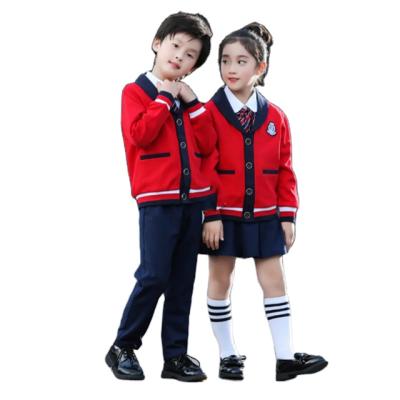 China Wholesale Customized School Factory Embroidery Logo School Uniform Knitted Sweater+Shirt+Pants or Skirt Set SU-S-002 for sale