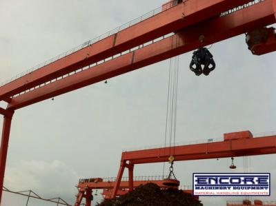 China 35 ton + 35 ton Heavy Duty Double Girder Electric Gantry Crane With Grab and Magnetic Chuck For Scrap Yard for sale