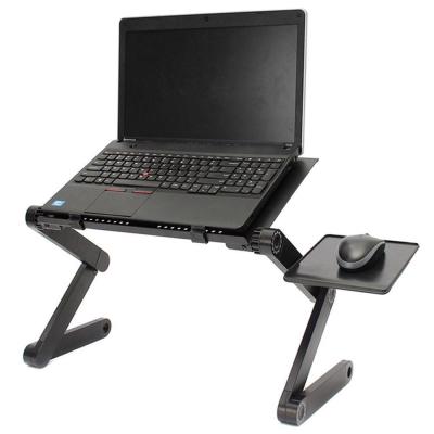 China Amazon Adjustable Warm Aluminum Foldable (Height) Close to Computer Laptop Table Desk Stand with Dual Fans for Bed with Mouse Pad for sale