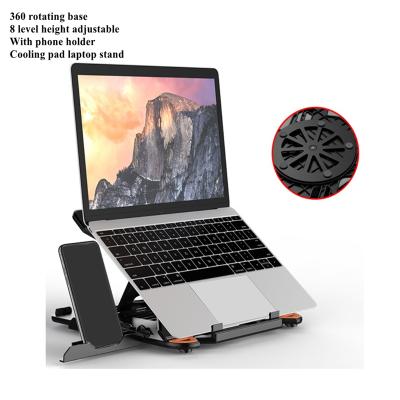 China OEM ODM 360 Degree Base ABS Plastic 360 Degree Rotatable Custom Rotating Adjustable Foldable Base Laptop Stand with Phone Holder for sale