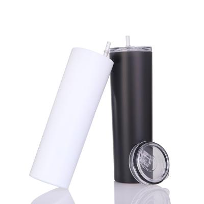 China 2021double wall tumbler vacuum stainless steel disposable tumbler matte black matte tumblers with straw for sale