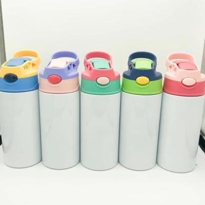 China Wholesale 350MI PORTABLE Flip Top Straight Sublimation Blank Stainless Steel Kids Insulated White Water Bottles For Sublimation for sale