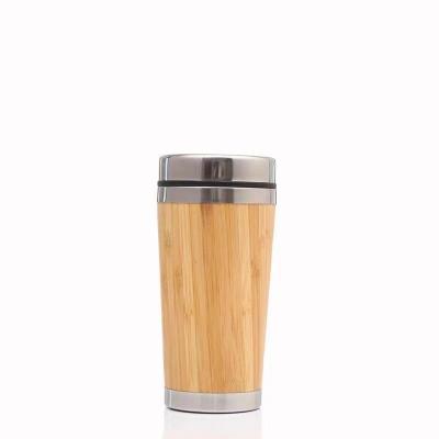 China 2021 PORTABLE Eco-friendly Double Walls Insulated Bamboo Tea Infuser Vacuum Lid Water Tumbler Stainless Steel Water Bottle for sale