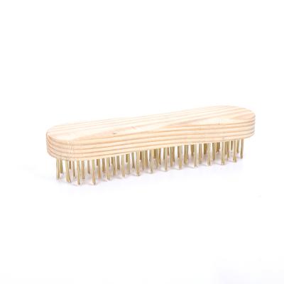 China Hot Sale Long Wooden Handle Stainless Steel Wire Brush Grinding Brass Round Wheel for sale