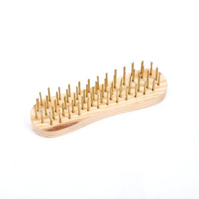 China High Cost Performance Grinding Wood Handle Brass Brushes Stainless Steel Copper Wire Brush for sale