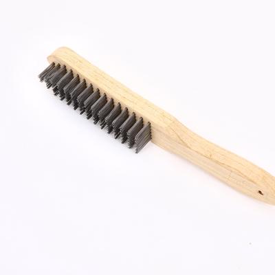 China Stainless Steel Round Grinding Brushes Small Comfortable Hair Bristle Wire Handle Polishing Brush Wood Wire Brush for sale