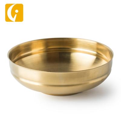 China Stainless Steel Disposable Korean Gold Mixing Bowl for Rice or Noodle and Soup Bowl for sale