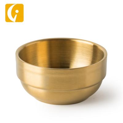 China Disposable Stainless Steel Gold Korean Wall Style Double Bowl Cooling Rice Bowl Or Soup Bowl for sale