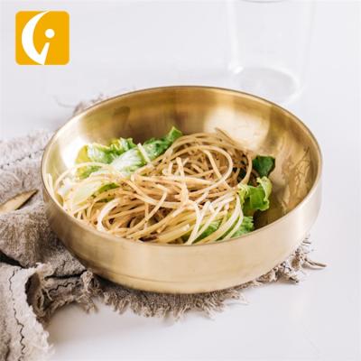 China High Quality Disposable Stainless Steel Korean Gold Wall Style Bowl Mixing Bowl Cooling Bowl Dual Double for sale