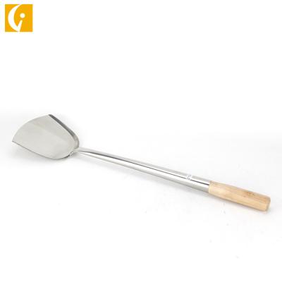 China Sustainable Steel Utensil Wood Handle Kitchen Cooking Tools Spatula Shovel for sale