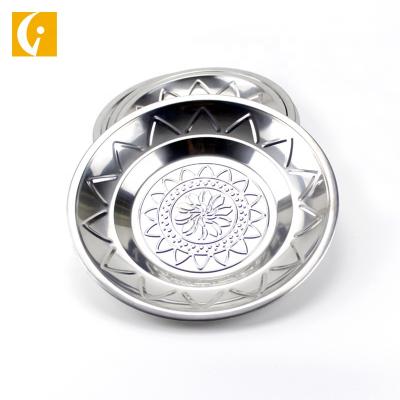 China Indian Dishes 20cm Viable Silver Stainless Steel Dinner Dish For Restaurant Food Dinnerware Dish for sale