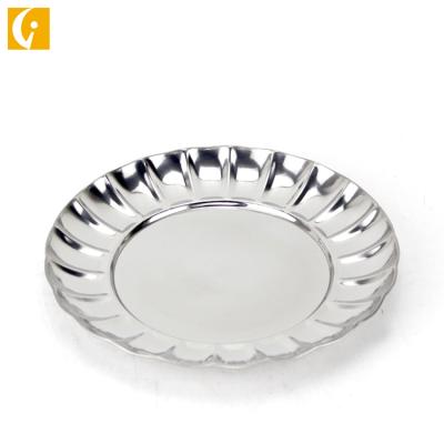 China Hot-selling Sustainable 20cm/22cm/24cm Delicate 410 Stainless Steel Dinner Plate Round Fruit Dish for sale