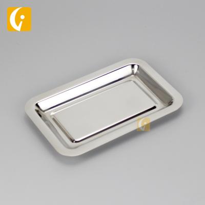 China Sustainable Luxury Stainless Steel Square Dish Thickened Hotel Dinner Food Tray Mini Size Napkin Dish for sale