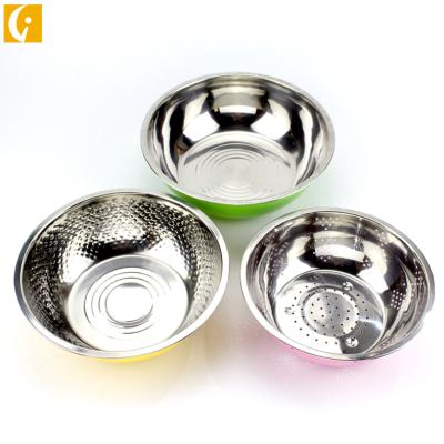 China 201 Stainless Steel Basin 3pcs Rice Laundering Sieve Set Sustainable Seasoning Fruit And Vegetable Drain Basin for sale