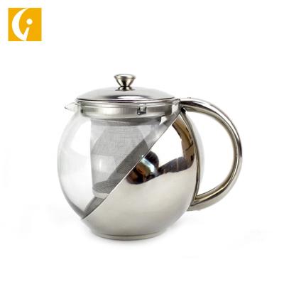 China 500 Ml Viable Teapot 201 Stainless Steel Teapot And Glass Tea Steaker for sale