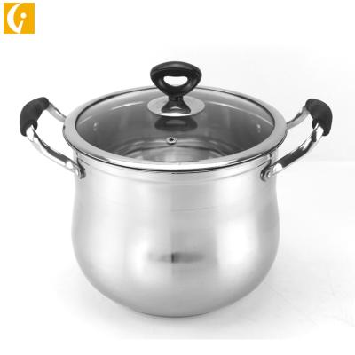 China 201 Stainless Steel Double Bottom Soup Pot Viable Drum Shaped Deep Stew Pot for sale