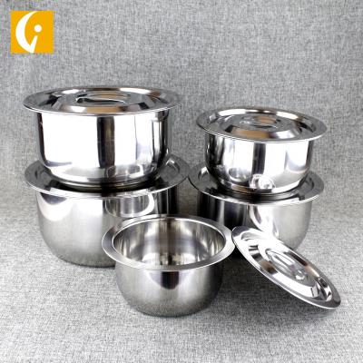 China Factory Sustainable Multi-Use Soup Kitchen Stainless Steel Mixing Bowl Basin Deep Sink With Cover 5pcs for sale