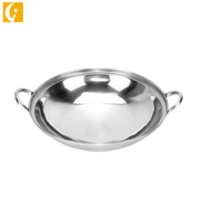 China Multi Sustainable Specification Anti Overflow 410 Stainless Steel Wok Kitchenware Cooking Pot for sale