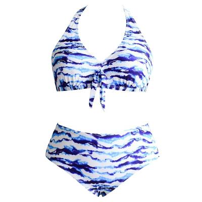 China 2022 plus size factory customized iridescent blue waterwave women bikini for sale