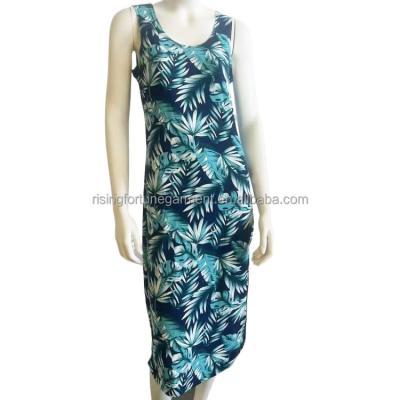 China Plus Size Women Printed Beach Leisure Overall Dress Long Skirt Sleeveless Ladies for sale